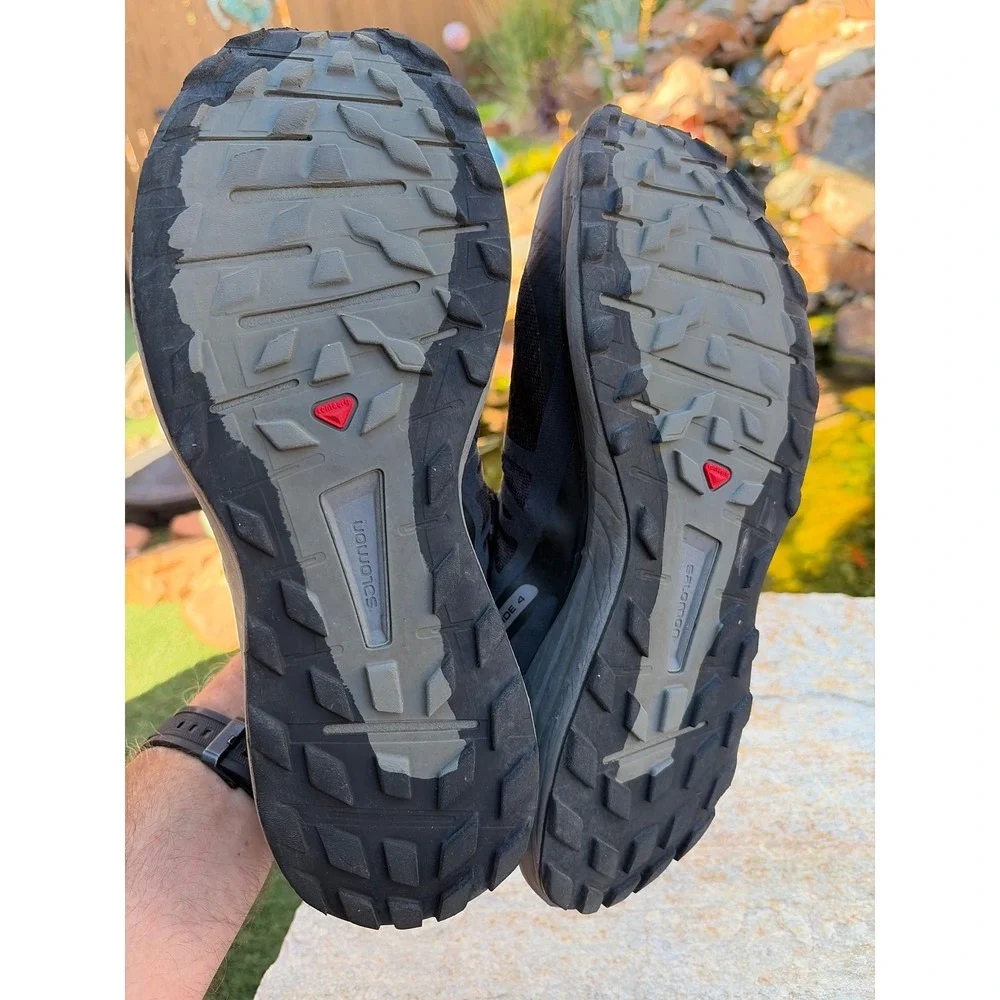 Salomon Sense Ride 4 Mens 12 Black Trail Running Shoes 412938 SensiFit Contagrip
